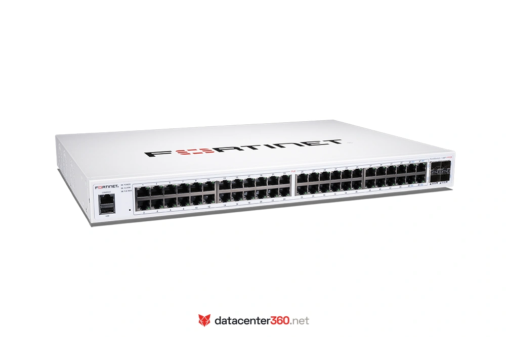 Switch de red administrable Fortinet FortiSwitch 148F-FPOE, disponible en Colombia