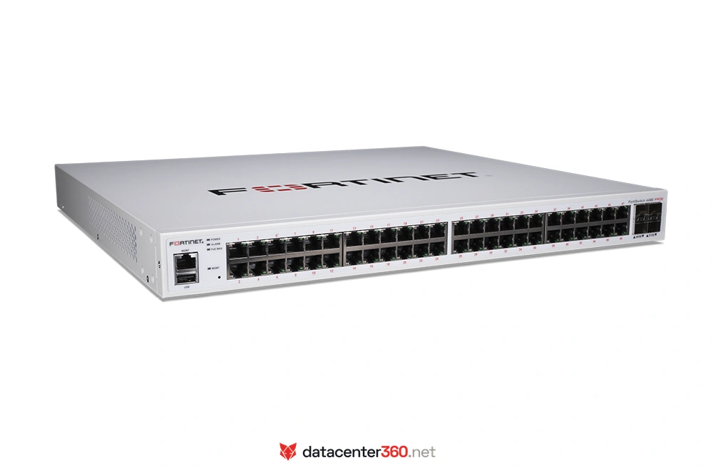 Fortinet FortiSwitch 448E-FPOE (FS-448E-FPOE) — Switch de campus capa 2/3 de 48 puertos GE con PoE+ de 772 W y 4 SFP+ de 10G