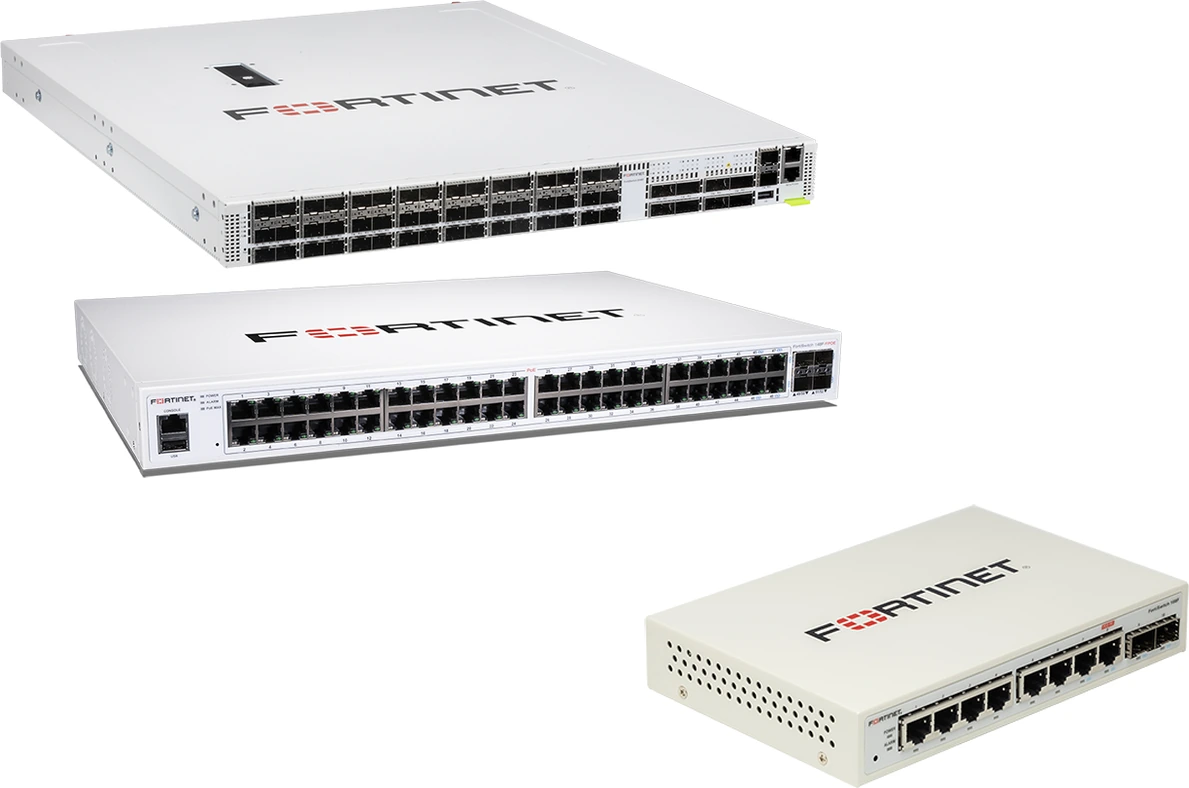 Familia de switches Fortinet FortiSwitch: data center de 25G, acceso de 48 puertos PoE y switch compacto de 8 puertos