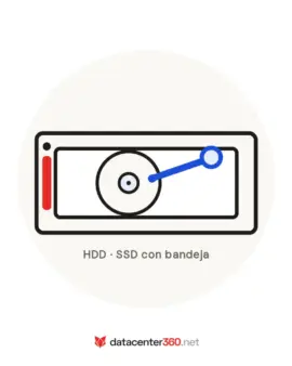Ilustración de referencia de un disco HDD o SSD con bandeja Fortinet — DataCenter360.net