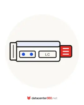 Ilustración de referencia de un transceiver SFP/QSFP Fortinet — DataCenter360.net